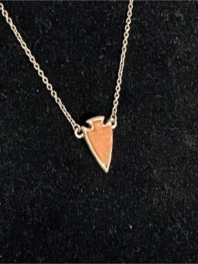 Carnelian Druzy Arrowhead Crystal Pendant Necklace – 18” Gold-Plated Chain